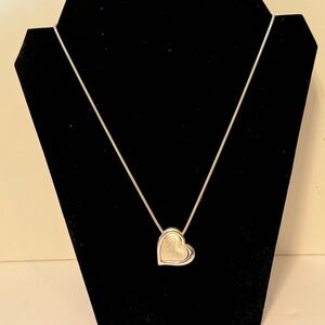 MILOR ITALY NECKLACE & REVERSIBLE HEART PENDANT STERLING SILVER 925 SIGNED 18”